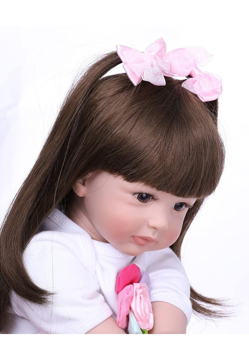 24 inch, Silicone Vinyl Recycled Toddler Princess Doll, Dress Padded Cloth Body, Newborn Baby Doll Looks Realistic
