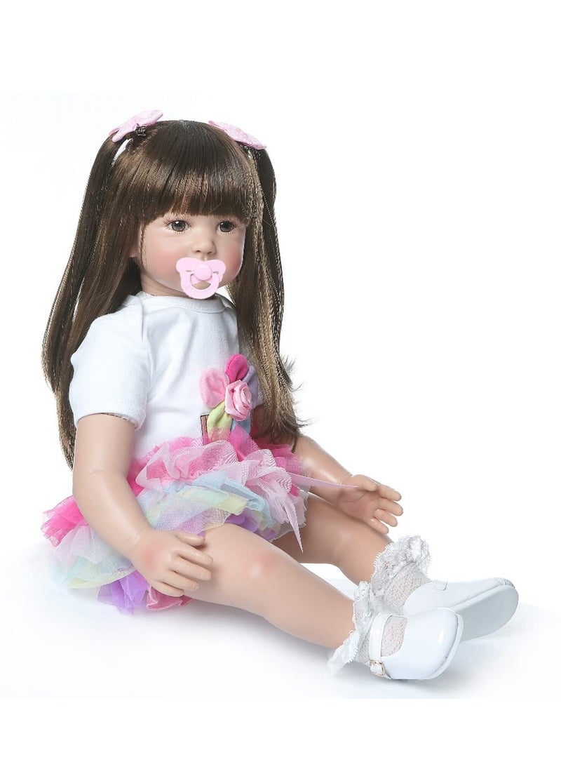 24 inch, Silicone Vinyl Recycled Toddler Princess Doll, Dress Padded Cloth Body, Newborn Baby Doll Looks Realistic