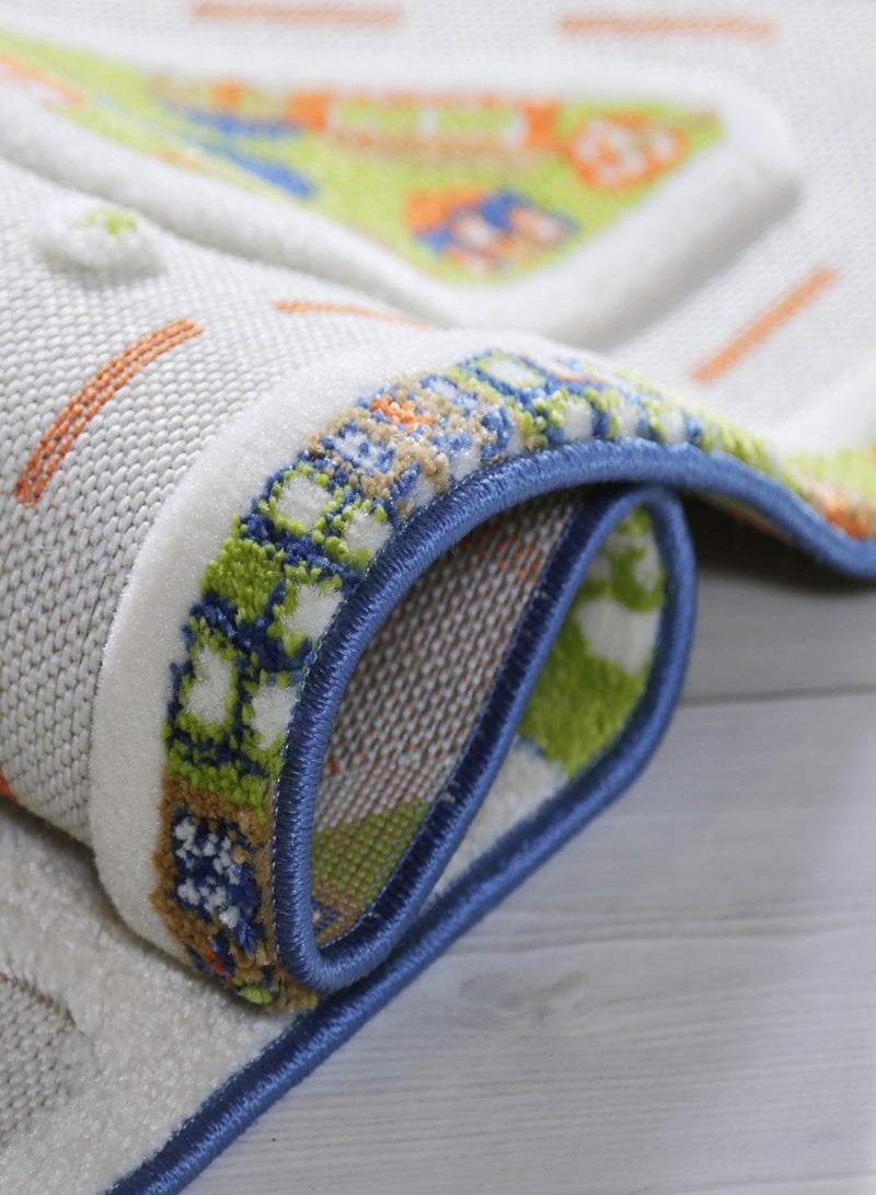 3D Play Carpet Mini City - Small | Blue | Activity Playmat for Kids & Children | Bedroom, Living Room, Nursery Rug | Polypropylene | Foldable | 100 cm x 100 cm