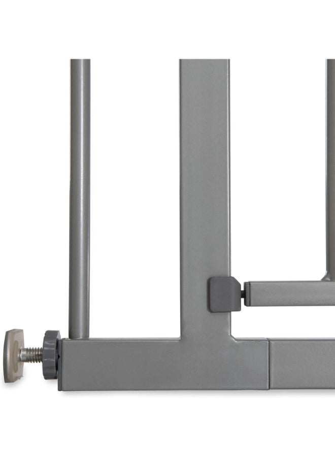 Safety Gate For Doors And Stairs Stop N Safe 2 Include 9 Cm Extension, Pressure Fit, 84 - 89 Cm Large, Metal,  Grey