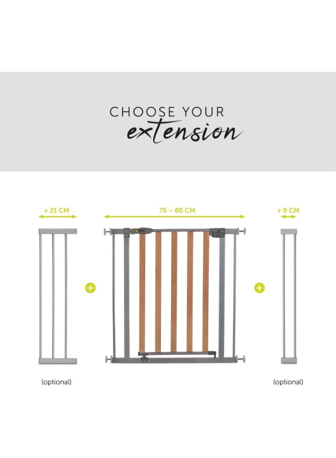 9 Cm Extension For Wood Lock, Stop And Safe 2 Safety Gate, Pressure Fit, Metal, Grey
