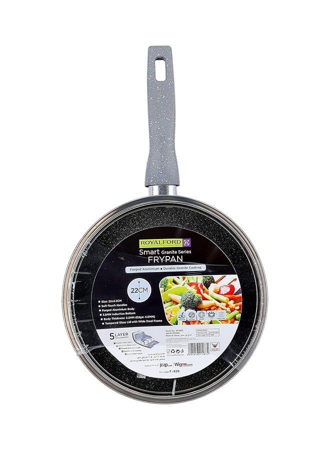 28Cm Smart Granite Series Frypan Forged Aluminium Body Durable Granite Coating 5 Layer Constructions Tempered Glass Multi Color Multi Color 28Cmcm