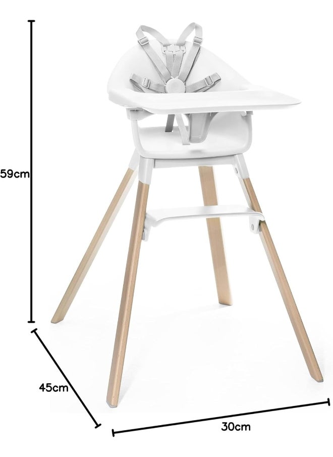 Clikk High Chairall - In - One Baby High Chair With Tray + Harnesslight, Durable And Travel Friendlyergonomic And Adjustable Featuresbest For 6 - 36 Months Or Up To 15Kg/33Lbswhite