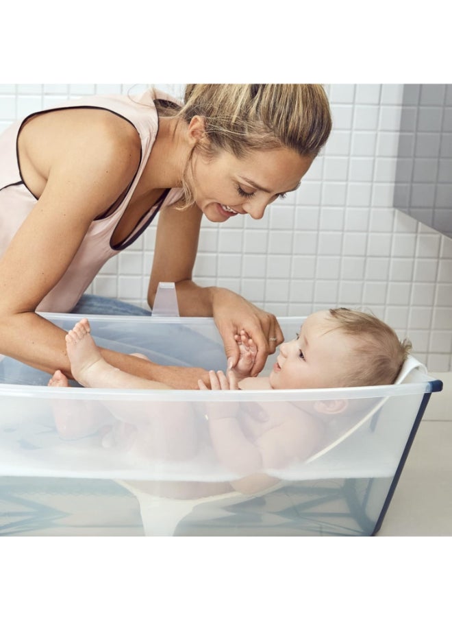 Flexi Bath Heat Sensitive Plug Baby Bath With Newborn Support, Transparent Blue