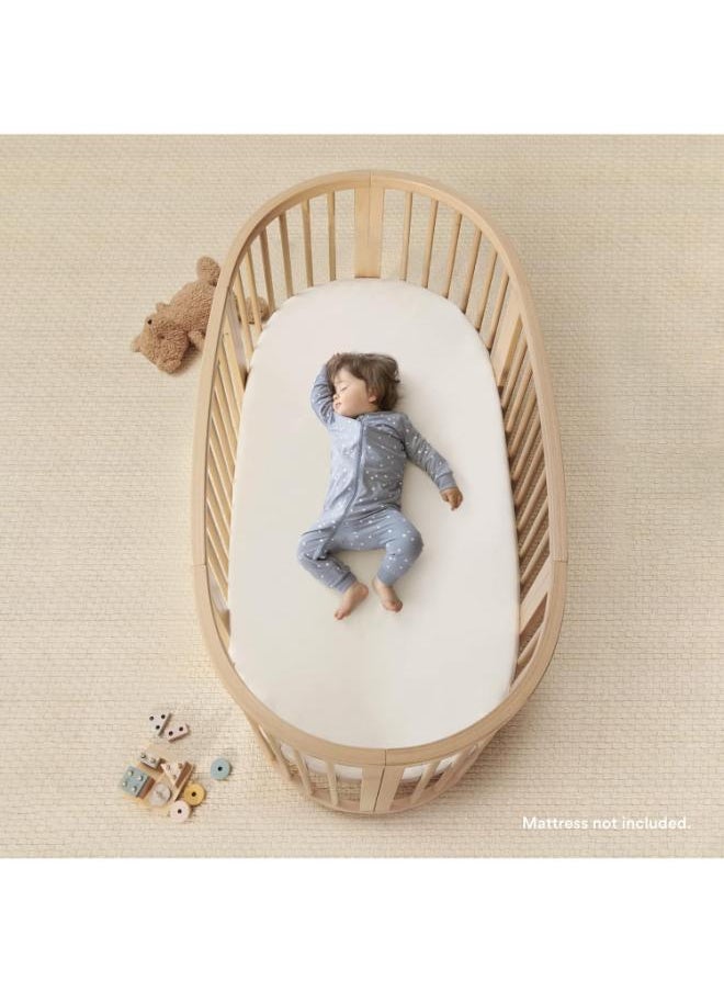 Sleepi Bed, White Oval Crib Suitable For Ages 0 - 5 Years Old Adjustable, Stylish And Flexible Sturdy Beech Wood Frame