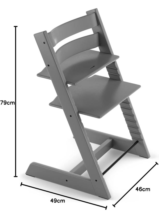 Tripp Trapp Chair Adjustable, Convertible Baby High Chair For Toddlers , Children And Adults Convenient, Comfortable And Ergonomic Classic Design Storm Grey