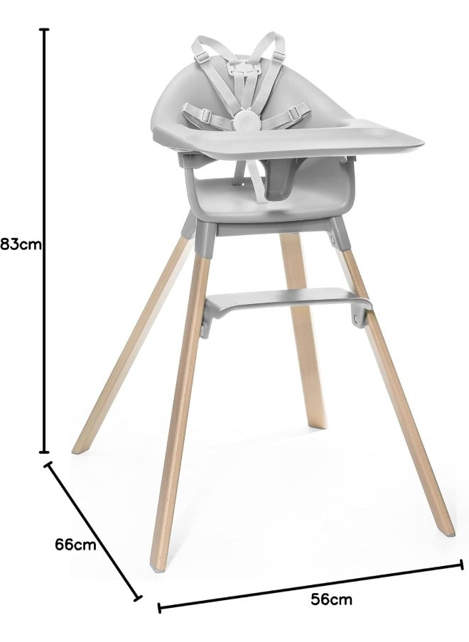 Clikk High Chairall - In - One Baby High Chair With Tray + Harnesslight, Durable And Travel Friendlyergonomic And Adjustable Featuresbest For 6 - 36 Months Or Up To 15Kg/33Lbscloud Grey