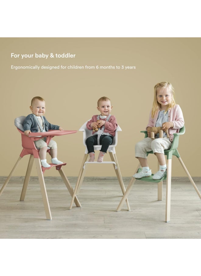 Clikk High Chairall - In - One Baby High Chair With Tray + Harnesslight, Durable And Travel Friendlyergonomic And Adjustable Featuresbest For 6 - 36 Months Or Up To 15Kg/33Lbscloud Grey