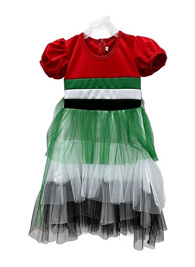 Brain Giggles UAE National Day Dress For Girls UAE Flag Dress Design (6-8 years)