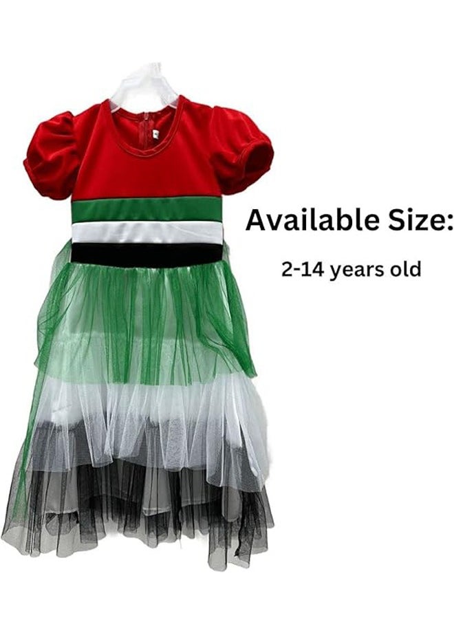 Brain Giggles UAE National Day Dress For Girls UAE Flag Dress Design (6-8 years)