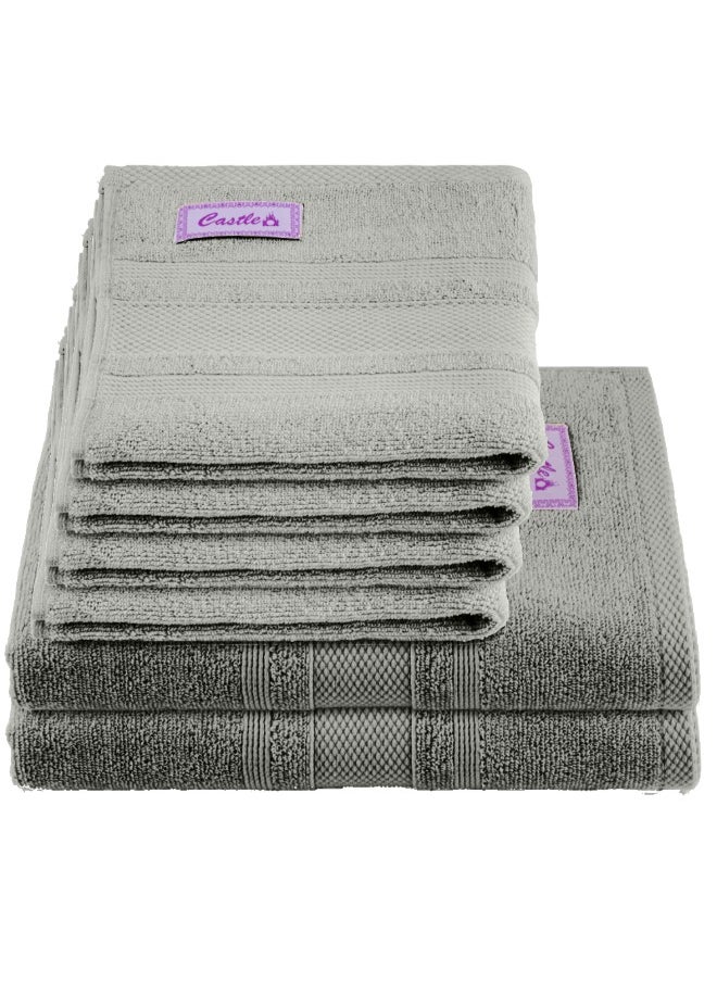 Home Castle (Grey) 4 Hand Towel (50 x 90 Cm) & 2 Bath Towel (70 x 140 Cm) Premium Cotton Highly Absorbent, High Quality Bath linen with Diamond Dobby 550 Gsm Set of 6
