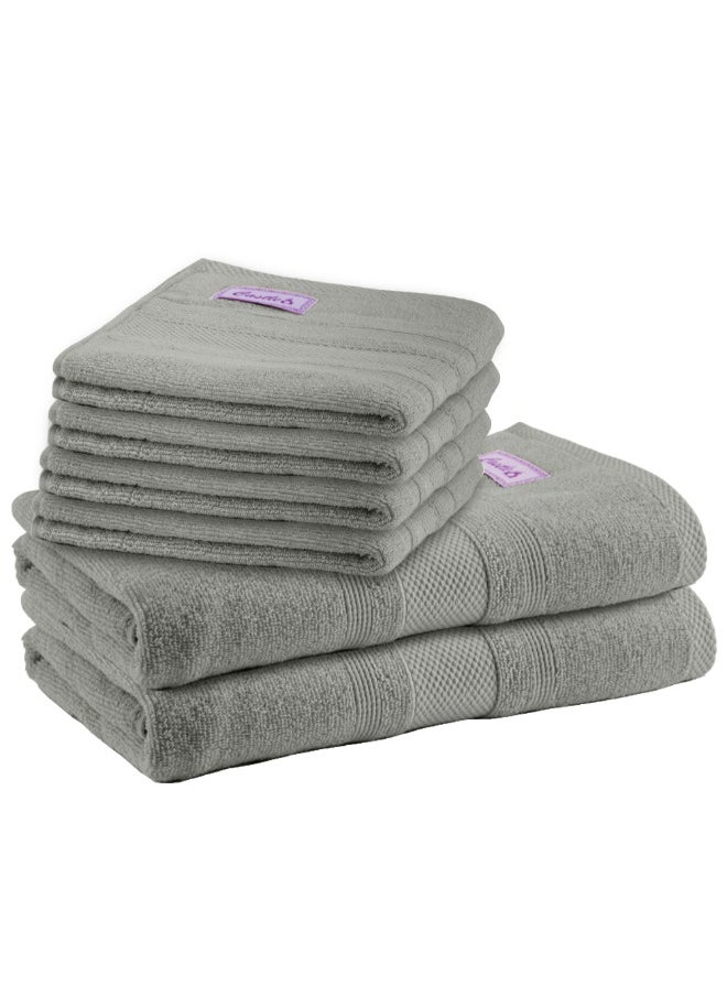 Home Castle (Grey) 4 Hand Towel (50 x 90 Cm) & 2 Bath Towel (70 x 140 Cm) Premium Cotton Highly Absorbent, High Quality Bath linen with Diamond Dobby 550 Gsm Set of 6