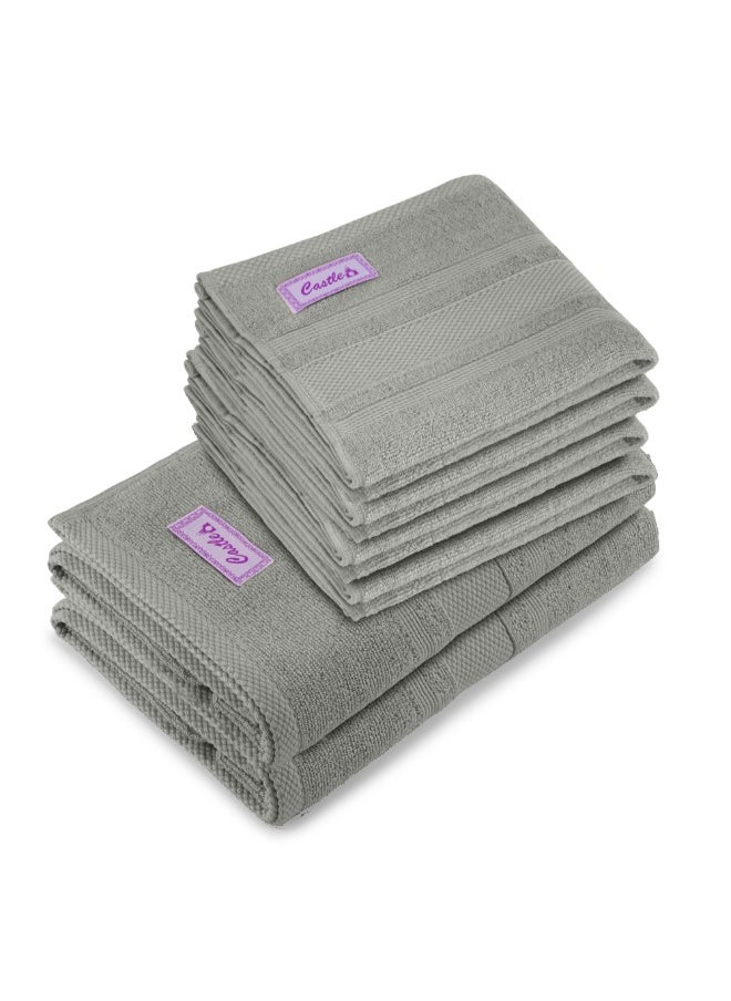 Home Castle (Grey) 4 Hand Towel (50 x 90 Cm) & 2 Bath Towel (70 x 140 Cm) Premium Cotton Highly Absorbent, High Quality Bath linen with Diamond Dobby 550 Gsm Set of 6