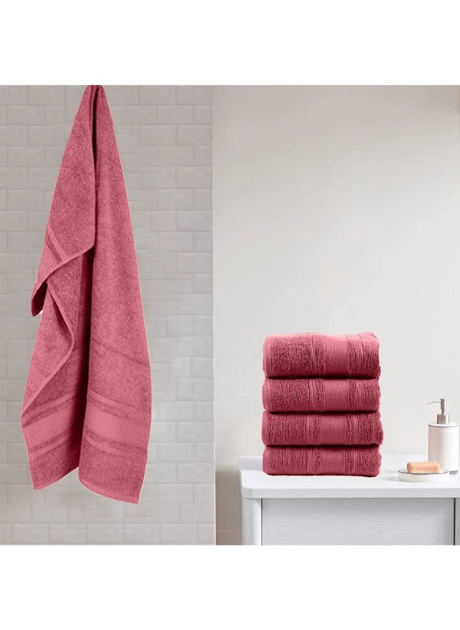 Home Castle (Pink) 4 Hand Towel (50 x 90 Cm) & 2 Bath Towel (70 x 140 Cm) Premium Cotton Highly Absorbent, High Quality Bath linen with Diamond Dobby 550 Gsm Set of 6