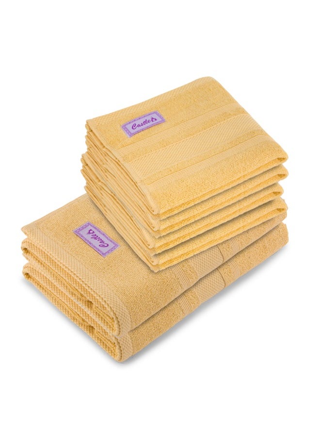 Home Castle (Cream) 4 Hand Towel (50 x 90 Cm) & 2 Bath Towel (70 x 140 Cm) Premium Cotton Highly Absorbent, High Quality Bath linen with Diamond Dobby 550 Gsm Set of 6