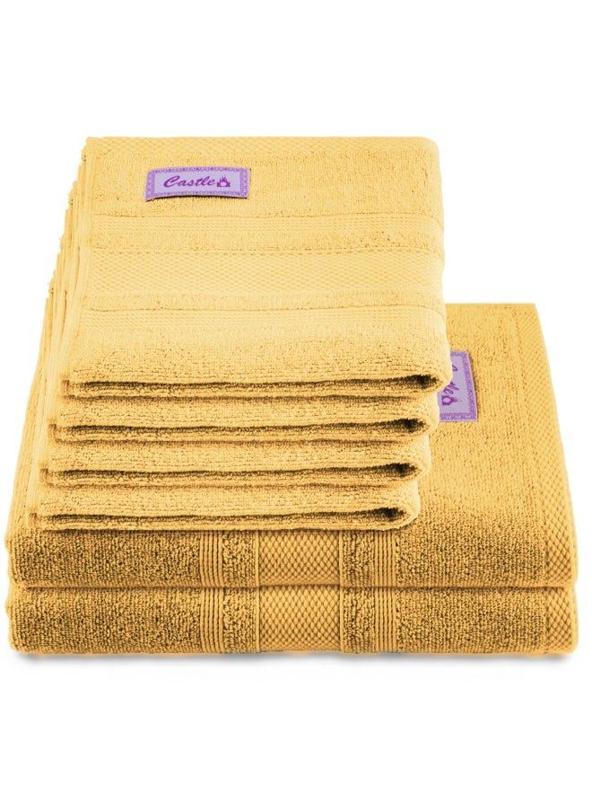 Home Castle (Cream) 4 Hand Towel (50 x 90 Cm) & 2 Bath Towel (70 x 140 Cm) Premium Cotton Highly Absorbent, High Quality Bath linen with Diamond Dobby 550 Gsm Set of 6