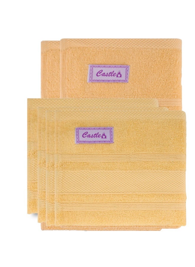Home Castle (Cream) 4 Hand Towel (50 x 90 Cm) & 2 Bath Towel (70 x 140 Cm) Premium Cotton Highly Absorbent, High Quality Bath linen with Diamond Dobby 550 Gsm Set of 6