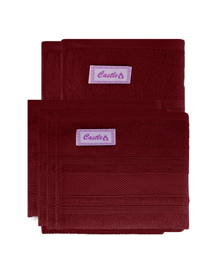 Home Castle (Maroon) 4 Hand Towel (50 x 90 Cm) & 2 Bath Towel (70 x 140 Cm) Premium Cotton Highly Absorbent, High Quality Bath linen with Diamond Dobby 550 Gsm Set of 6