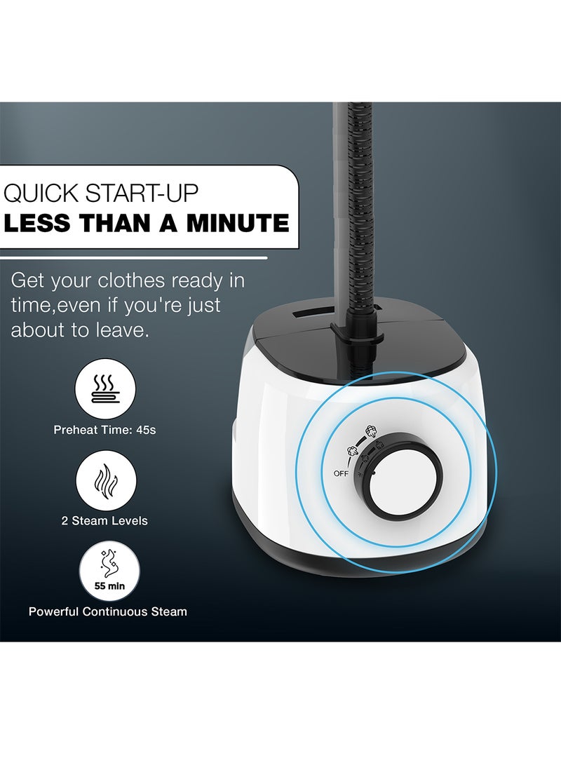 Garment Steamer With Suit Hanger System, 2 Steam Levels, Overheating Protection, Wrinkle-Free, High-Quality Telescopic Poles, 50Min Steam, Ideal For Home And Business Use 1.6 L 1800 W NGS566AX White