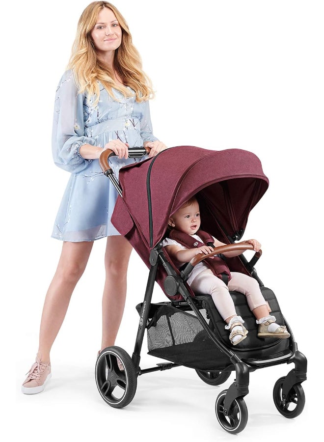 Grande Stroller - Black, Reclining, Foldable, Multi-level Backrest Adjustment, 5-Point Saftey Belts, With Large Shopping Bag, Large Canopy, Suitable for 0+ months