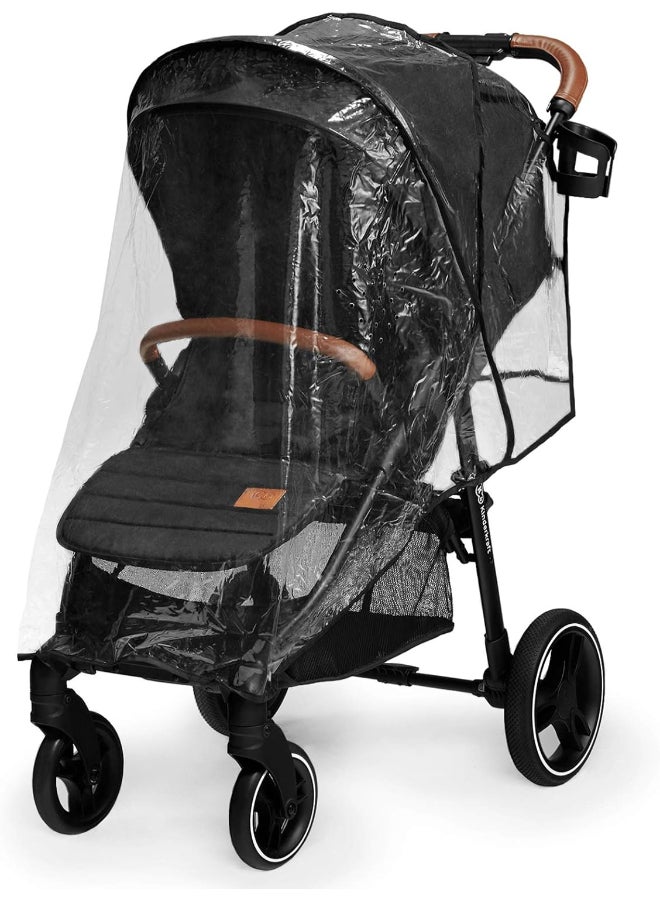 Grande Stroller - Black, Reclining, Foldable, Multi-level Backrest Adjustment, 5-Point Saftey Belts, With Large Shopping Bag, Large Canopy, Suitable for 0+ months