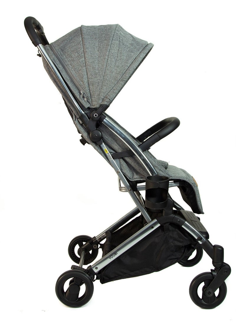 Youbi Toddler German Travel Light Stroller-Grey with New Born Attachment