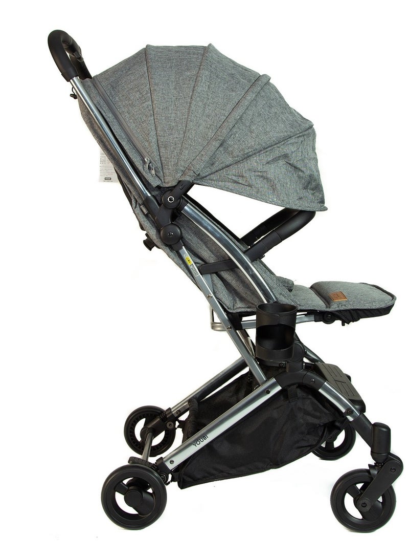 Youbi Toddler German Travel Light Stroller-Grey with New Born Attachment