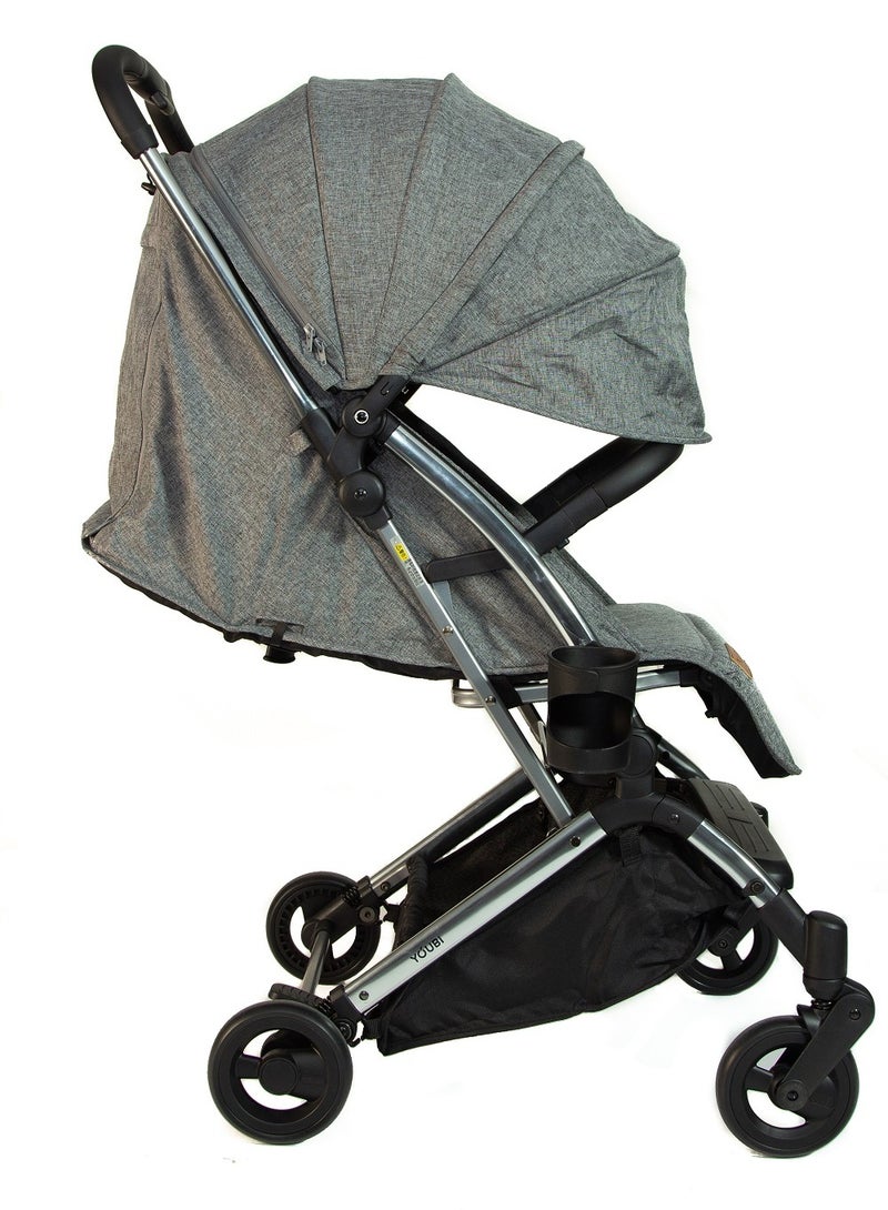 Youbi Toddler German Travel Light Stroller-Grey with New Born Attachment