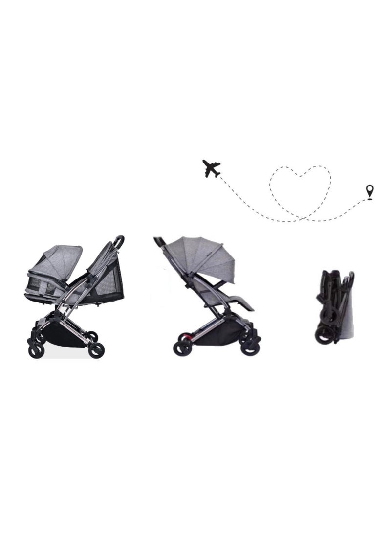 Youbi Toddler German Travel Light Stroller-Grey with New Born Attachment