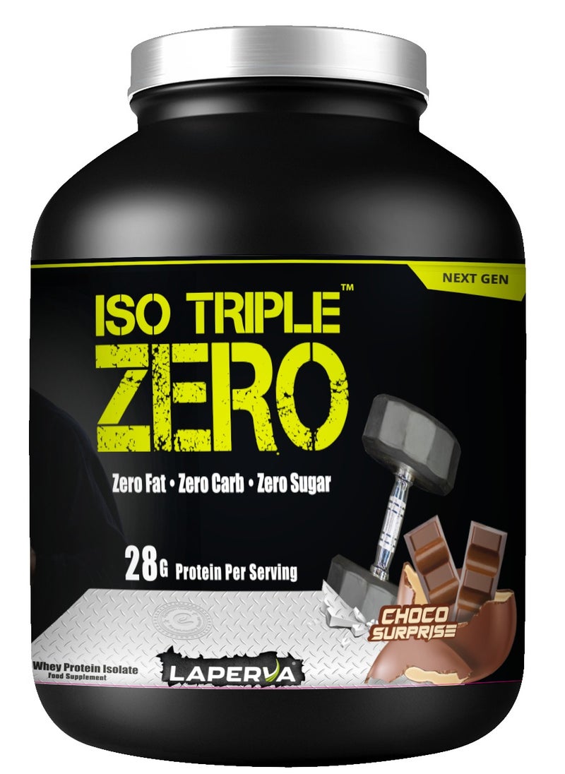 Laperva Iso Triple Zero Whey Protein Isolate Next Generation, Zero sugar ,Zero  carb and Zero Fat, Choco Surprise Flavor, 2 Lbs