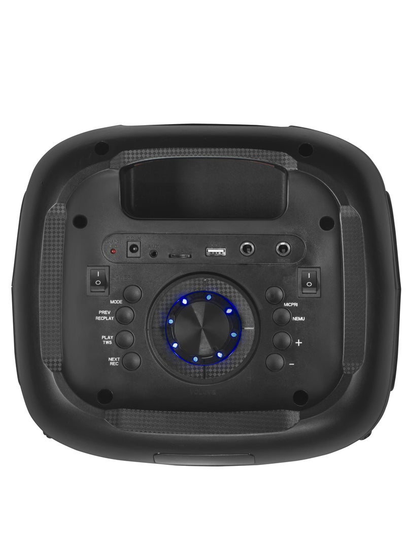 iSONIC IS‑465 50W Portable Bluetooth Speaker with Dual 8″ Subwoofers & LED Flame Panel