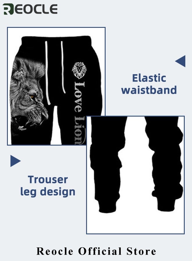 Men's 2 Pcs Hoodie Set Sweatshirt Suit 3D Printed Long Sleeve Hoodie with Zipper Trackpant Casual Suit