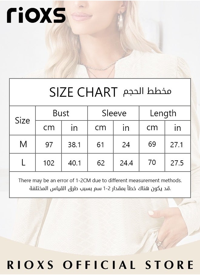 Women's V-neck Long Sleeve Blouse,Loose Casual Blouse,Soft Comfortable Pullover Shirt,Classic Comfortable Tops,Solid Color Tops,For Work/Office/Vacation/Travel/Basic Daily Wear