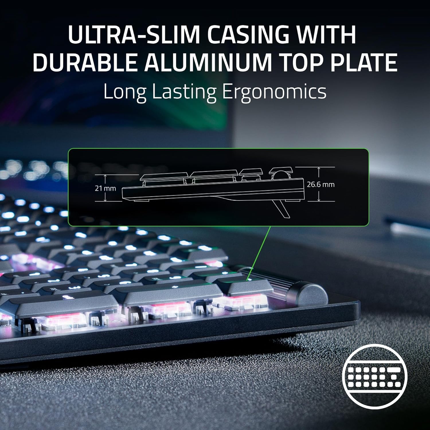 DeathStalker V2 Pro Wireless Gaming Keyboard: Low-Profile Optical Switches - Linear Red - HyperSpeed Wireless & Bluetooth 5.0-40 Hr Battery - Ultra-Durable Coated Keycaps - Chroma RGB - Black