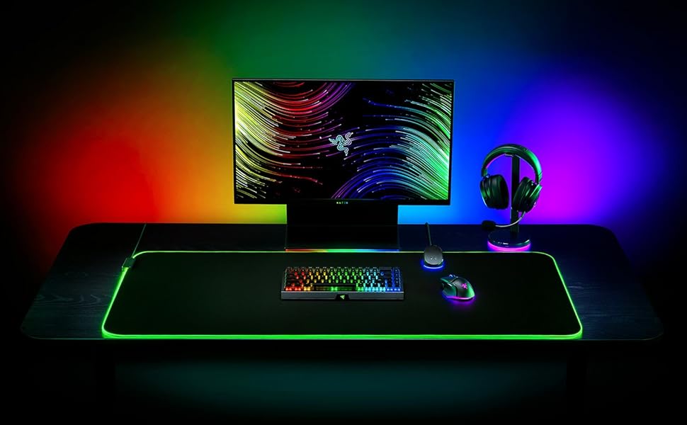 Goliathus Chroma 3XL Gaming Mouse Pad: Micro-Textured Cloth Surface - Large to Cover Desk Setup - Chroma RGB - Optimized for All Sensitivity Settings and Sensors - Non-Slip Rubber Base - Black