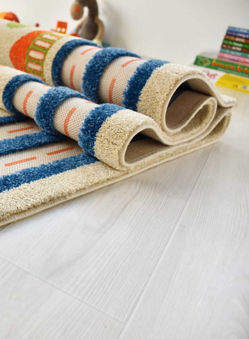 3D Play Carpet Traffic Design - Large | Blue | Activity Playmat for Kids & Children | Bedroom, Living Room, Nursery Rug | Polypropylene | Foldable | 180 cm x 134 cm