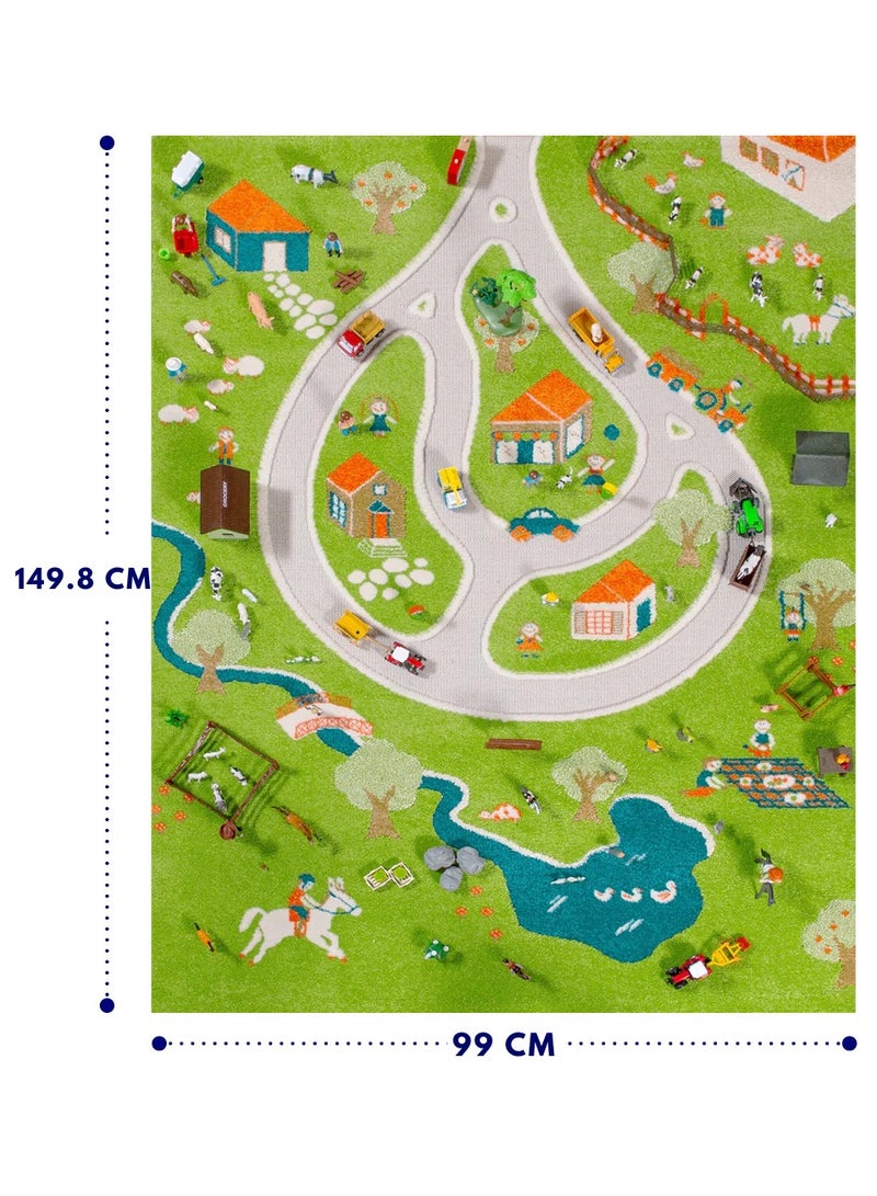3D Play Carpet Farm Design - Medium | Pink | Activity Playmat for Kids & Children | Bedroom, Living Room, Nursery Rug | Polypropylene | Foldable | 150 cm x 100 cm