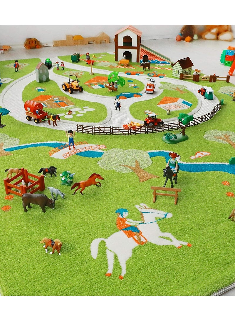 3D Play Carpet Farm Design - Medium | Pink | Activity Playmat for Kids & Children | Bedroom, Living Room, Nursery Rug | Polypropylene | Foldable | 150 cm x 100 cm