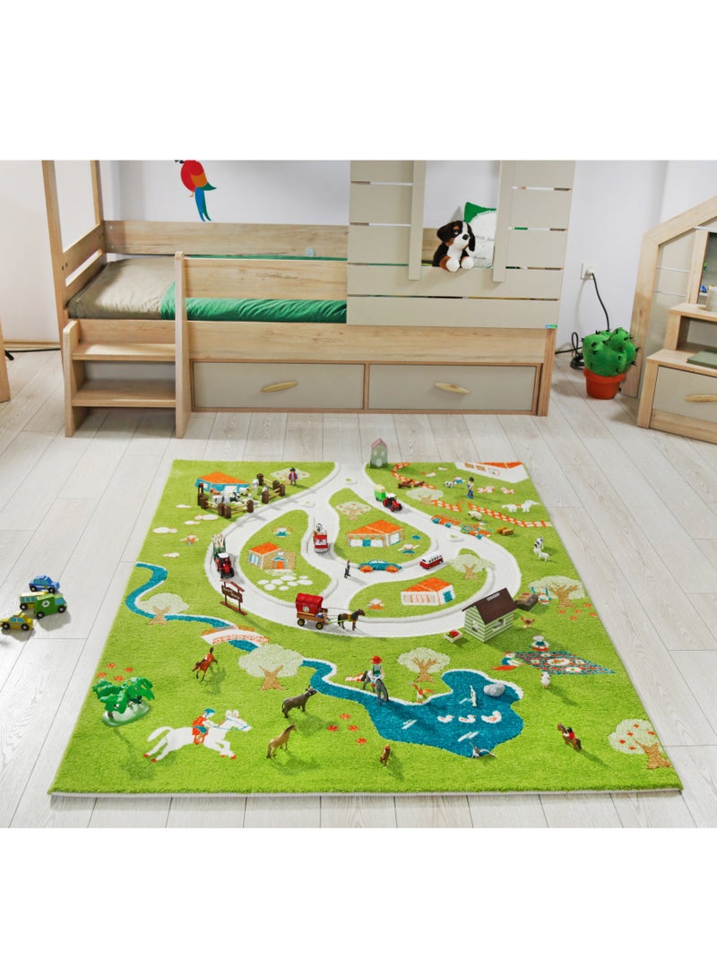 3D Play Carpet Farm Design - Medium | Pink | Activity Playmat for Kids & Children | Bedroom, Living Room, Nursery Rug | Polypropylene | Foldable | 150 cm x 100 cm
