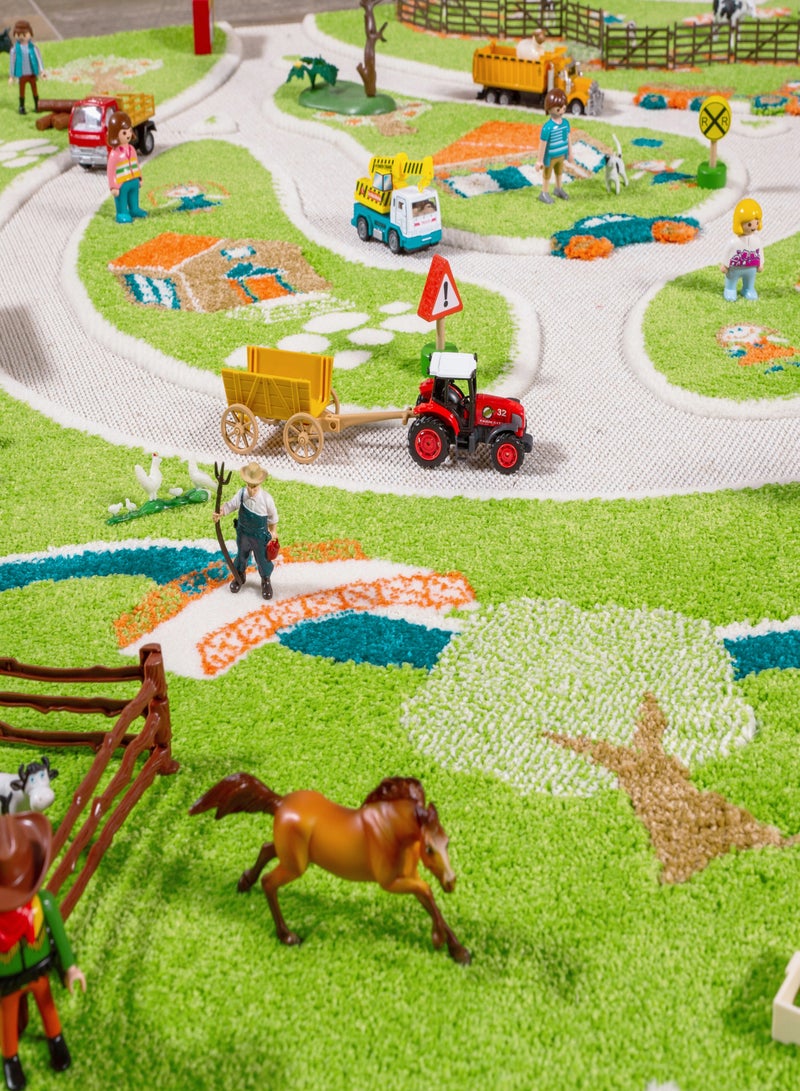 3D Play Carpet Farm Design - Medium | Pink | Activity Playmat for Kids & Children | Bedroom, Living Room, Nursery Rug | Polypropylene | Foldable | 150 cm x 100 cm