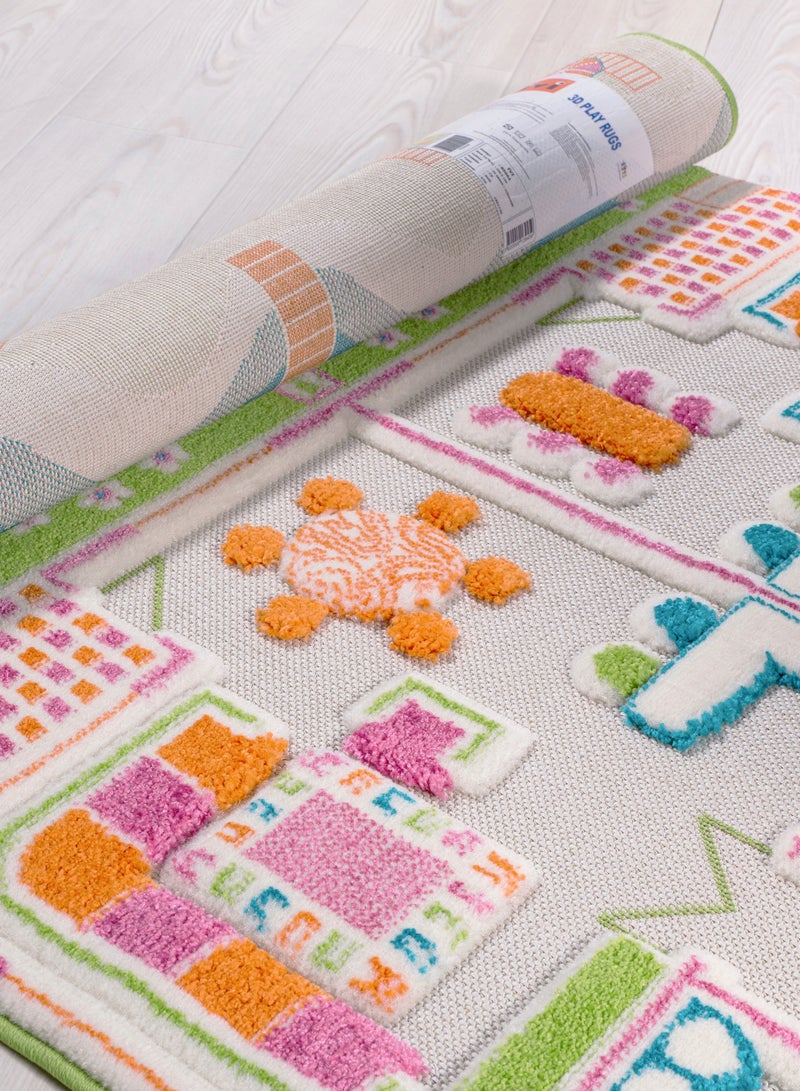 3D Play Carpet Beach House - Medium | Blue | Activity Playmat for Kids & Children | Bedroom, Living Room, Nursery Rug | Polypropylene | Foldable | 150 cm x 100 cm