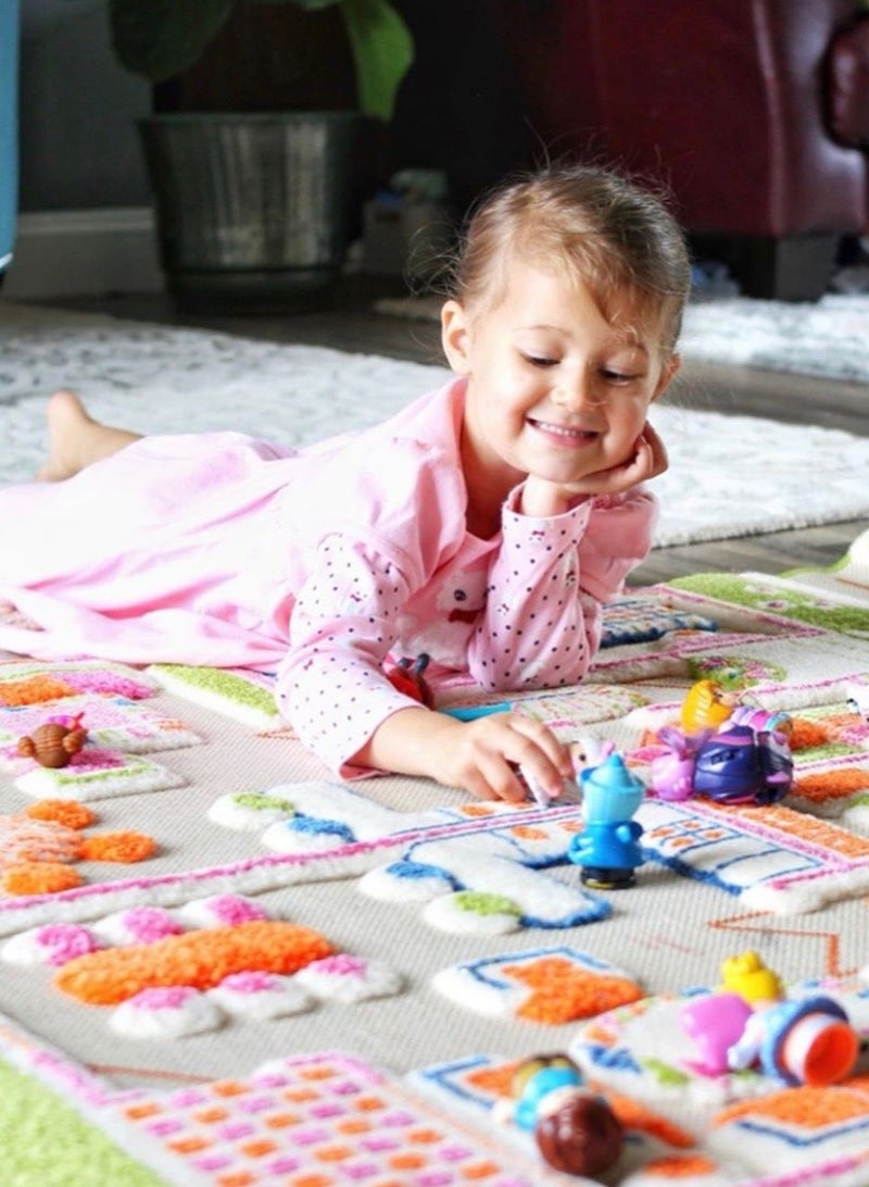 3D Play Carpet Beach House - Medium | Blue | Activity Playmat for Kids & Children | Bedroom, Living Room, Nursery Rug | Polypropylene | Foldable | 150 cm x 100 cm