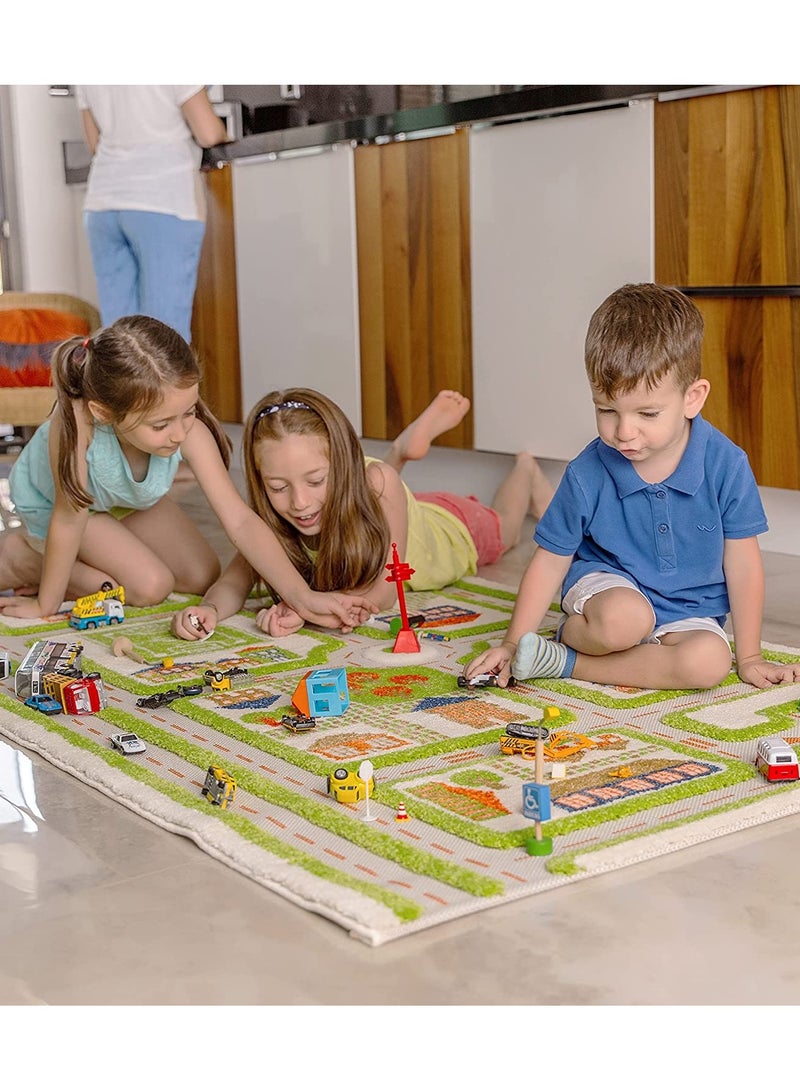 3D Play Carpet Traffic Design - Large | Green | Activity Playmat for Kids & Children | Bedroom, Living Room, Nursery Rug | Polypropylene | Foldable | 180 cm x 134 cm