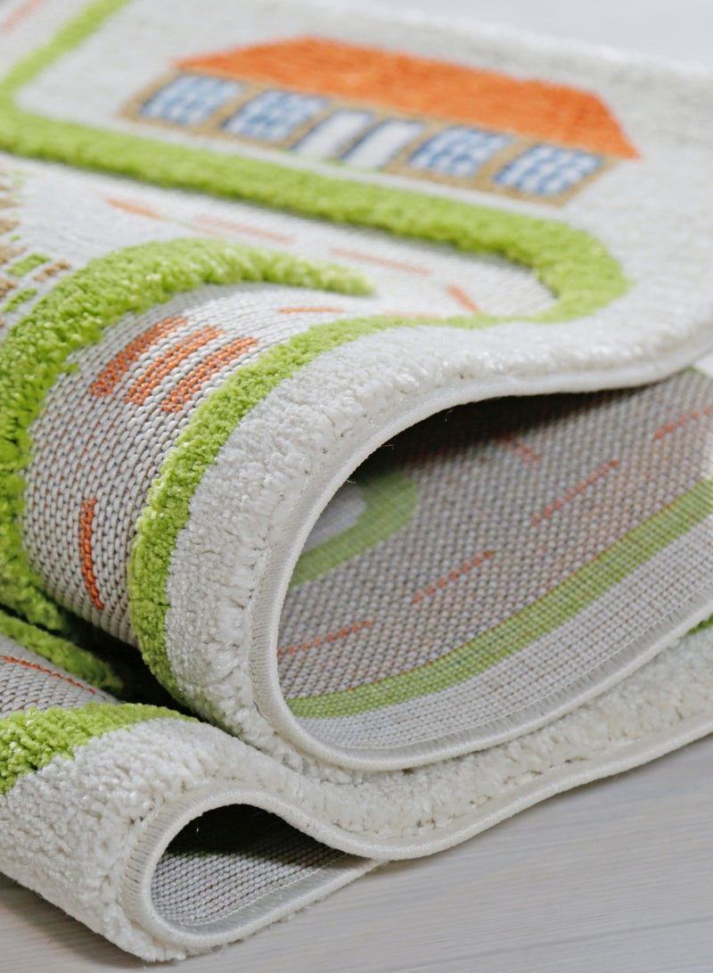 3D Play Carpet Traffic Design - Medium | Green | Activity Playmat for Kids & Children | Bedroom, Living Room, Nursery Rug | Polypropylene | Foldable | 150 cm x 100 cm