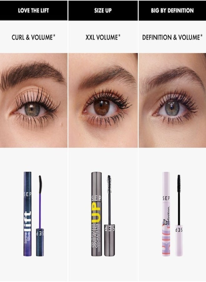 SEPHORA COLLECTION Size Up Mascara – Travel Size Mini 5ml /0.16 oz | Intense Volume, Long-Lasting, Smudge-Proof Formula