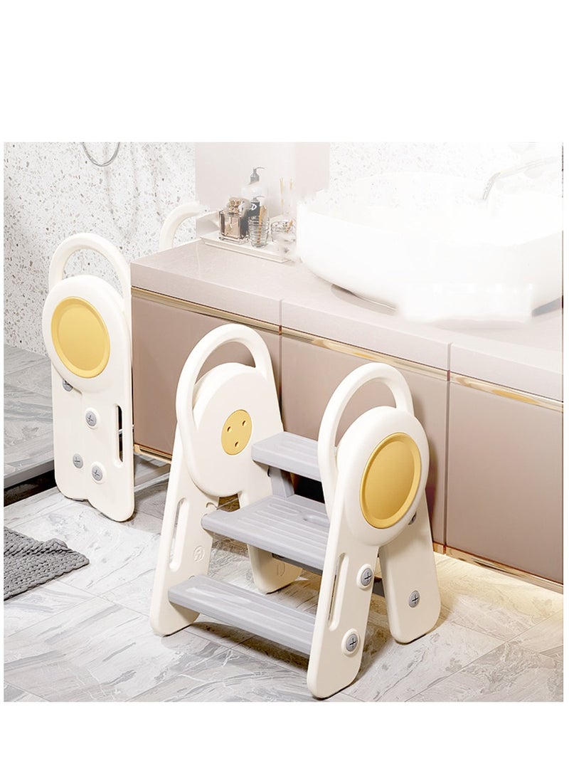 Foldable Step Stool for Toddler 3 Step Stool, Kids Foldable Step Stool for Bathroom Sink, Kitchen Counter Standing Tower, Step Ladder with Handles and Non-Slip Pads for Toilet Potty Training