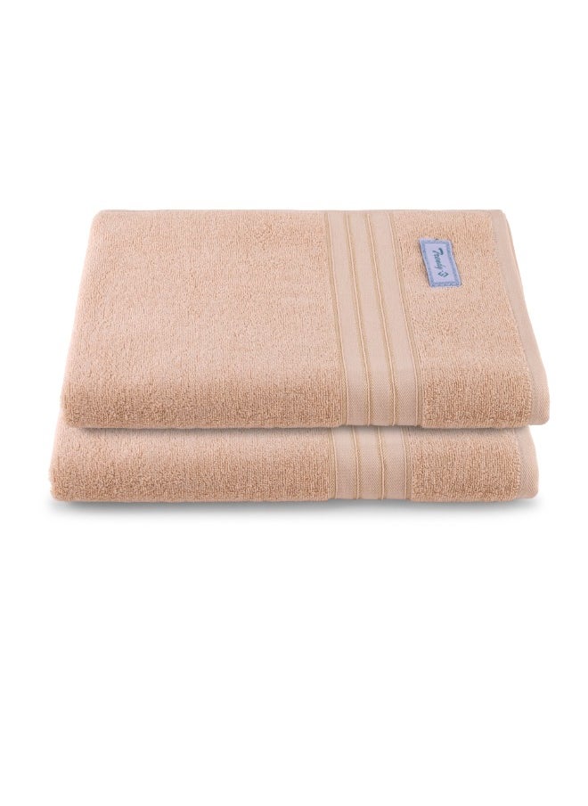 Home Trendy (Peach) Premium Cotton Bath Sheet (90 X 180 Cm-Set Of 2) Highly Absorbent, High Quality Bath Linen With Striped Dobby 550 Gsm