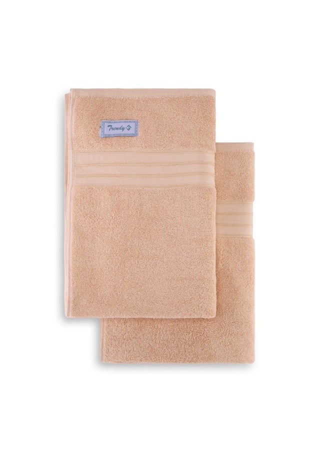 Home Trendy (Peach) Premium Cotton Bath Sheet (90 X 180 Cm-Set Of 2) Highly Absorbent, High Quality Bath Linen With Striped Dobby 550 Gsm