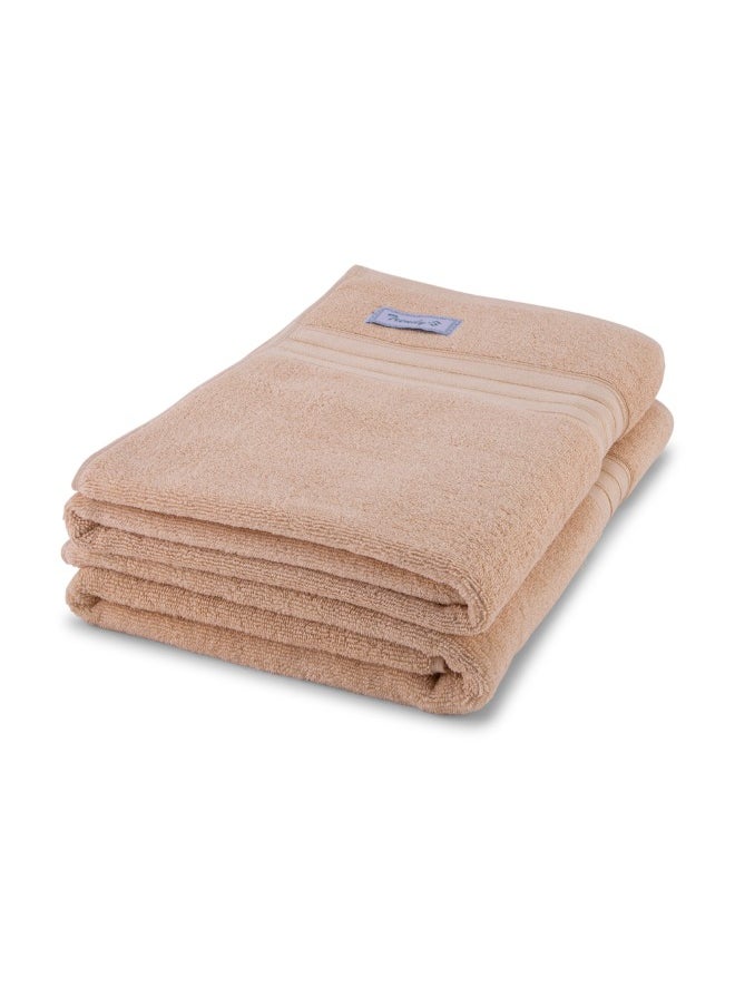 Home Trendy (Peach) Premium Cotton Bath Sheet (90 X 180 Cm-Set Of 2) Highly Absorbent, High Quality Bath Linen With Striped Dobby 550 Gsm