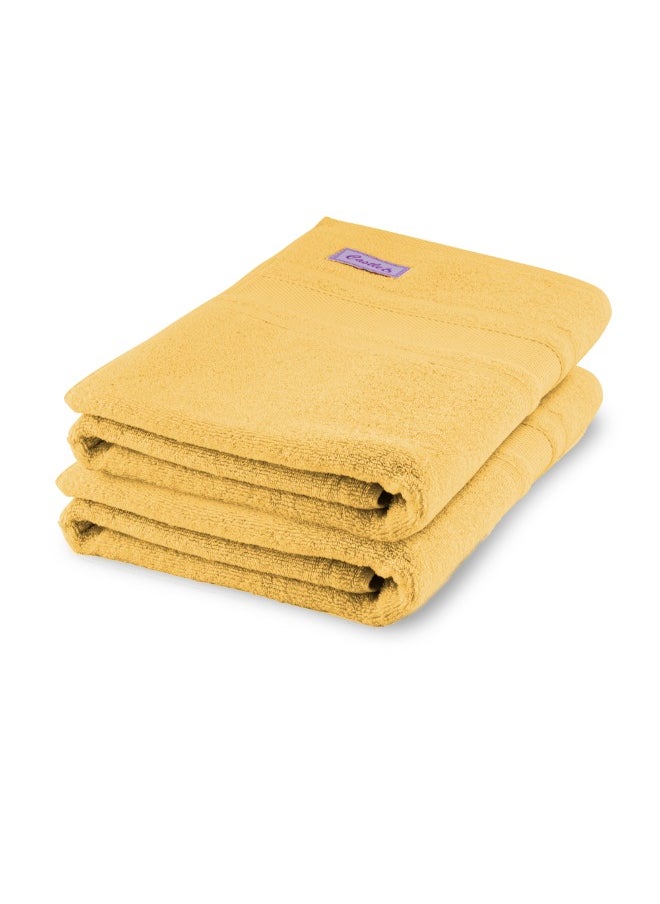 Home Castle(Cream)Premium Cotton Bath Sheet (90X180 Cm-Set Of 2) Highly Absorbent, High Quality Bath Linen With Diamond Dobby 550 Gsm